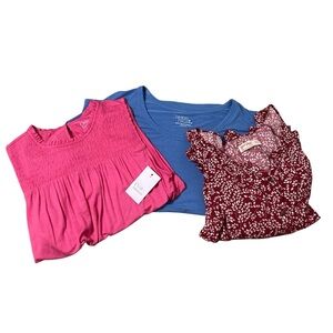 Three name brand tops size M sleeveless short sleeve long sleeve one is NWT